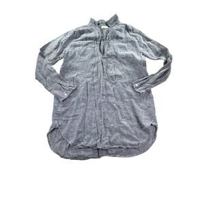 CP Shades Tunic Womens Sz S Blue Linen Shirt Long Sleeve Pockets Lagenlook USA